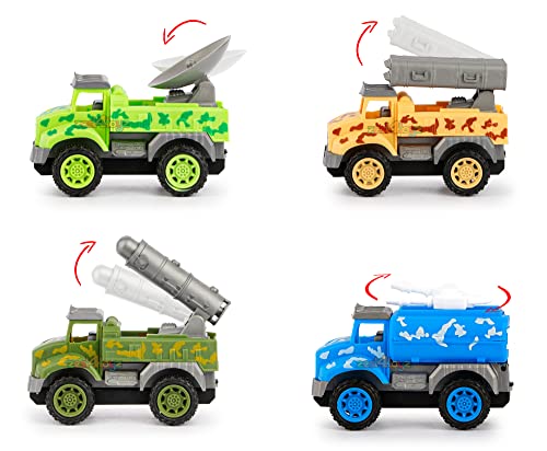 Image of Zest 4 Toyz Military Toy Car Set for Kids (Pack of 4) Army Vehicle Toys with Camouflage Design Rotating Parts Mini Push & Go Cars Toy Army Truck Toy Set for Boys Girls Birthday Gift Return Gift