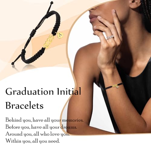 Image of Graduation Gifts for Her 2026 Initial Bracelets for Women High School College Graduation Gifts for Teen 5th 8th Grade Masters Degree Letter A-Z Bracelet Daughter Granddaughter Girlfriend Jewelry