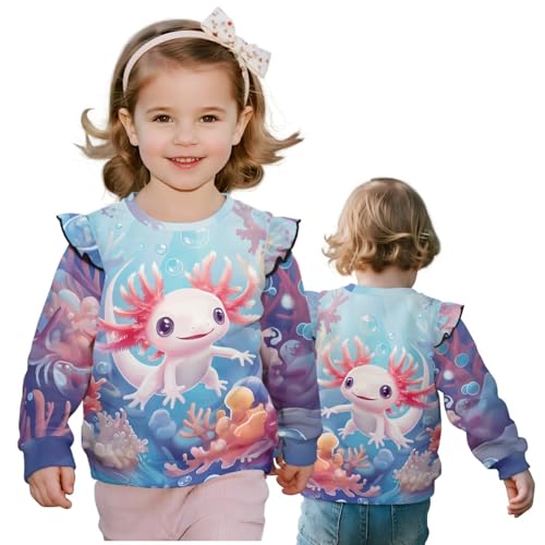 Girls Long Sleeve Oversized Sweatshirts Winter Warm Soft Girls Ruffle Long Sleeve Crewneck Sweatshirt