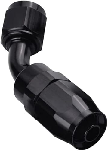 AotoKoop Extremo de manguera giratorio universal de 45 grados 8AN accesorio de aluminio para manguera trenzada de línea de combustible, negro-1