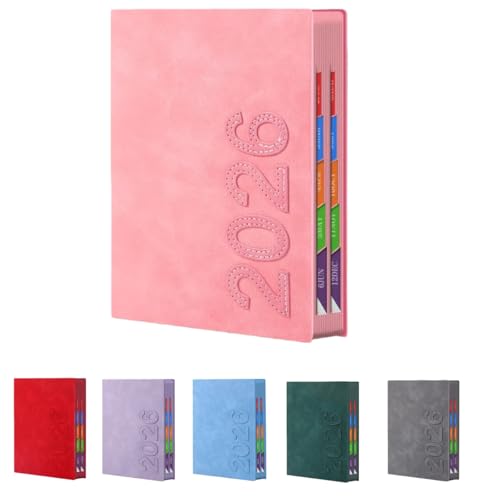 BaliaumY 2026�N 1���n�܂� A5 �f�C���[�m�[�g �X�P�W���[�����F�^�C�����C���^ 1��1�y�[�W �r�W�l�X�v�����i�[�蒠�b400�y�[�W ���Ԃ����{ �h�����H 80g���� & �J���[�C���f�b�N�X�t��(�s���N)