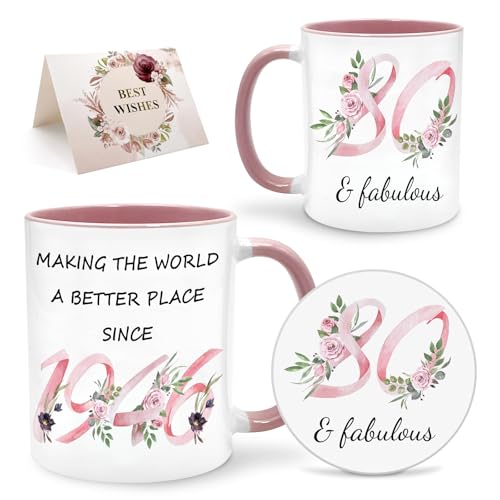 Lingdeer 80th Birthday Gifts for Women Her, 1946 Vintage Birthday Coffee Mugs with Silicone...