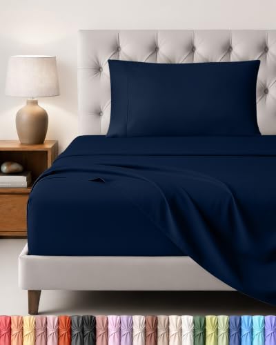 Utopia Bedding Juego de Sabanas 3 Piezas, 90x190cm, Azul Marino
