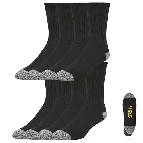 STANLEY Work Socks for Men – 8 Pairs Thick Cushioned Crew Length Work Boot Socks for Hiking