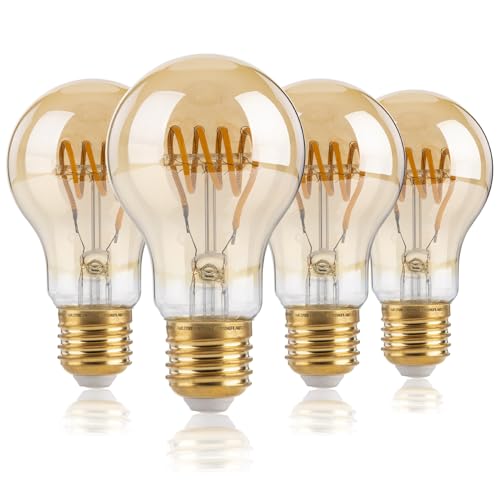 Ampoule LED à filament spirale E27 rétro A60 lampe décorative 2700K lot de 4