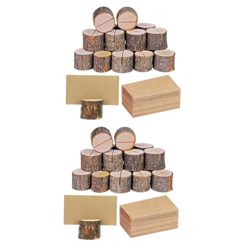 COHEALI 70 Sätze Menüclip für Restaurant hochzeitsdeko wedding decoration Holzklammer für Tisch Nummernclip für die Hochzeitsfeier Holzrinde Memo Zettelhalter mit Karte Landhausstil