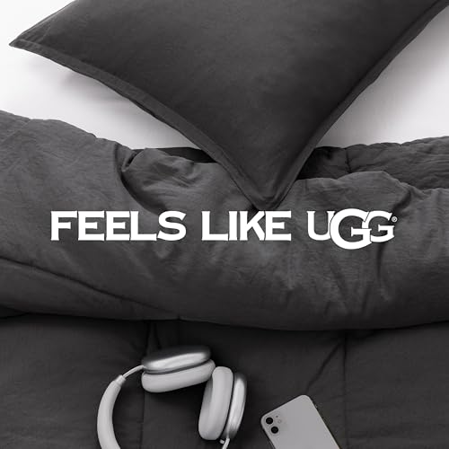 UGG Bettset Twin/XL Twin mit 1 Kissenbezug, leichte Bettdecke aus Daunenalternative, Ganzjahres-Bettwäsche, waschbar, hypoallergen, perfekt für Studentenwohnungen, Wohnheime, Dunkelgrau (Lenora) – Bild 6