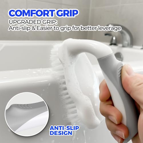 Image of Holikme 6 Pack Cleaning Brush Scrub Brush Kitchen Brush for Floor,Grey | Scrub Brushes for Cleaning, Heavy-Duty Scrub Brush, Stiff Bristles Cleaning Brush for Kitchen Bathtub Floor and Wall