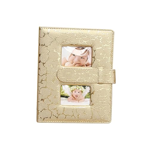 SOLUSTRE 1pc Inset Photo Album with Leather Cover Golden DIY Picture Holder Capacity Photo Album for Memories Festivals Weddings Birthdays Anniversaries
