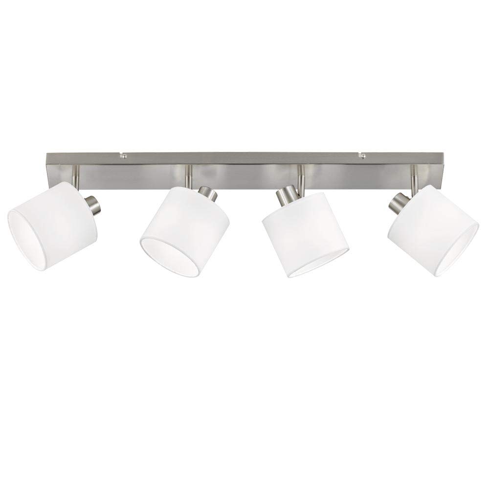 RL LIVE YOUR LIGHT Reality Leuchten Tommy R80334001 Spotlight Bar Matte Nickel Fabric Shade White