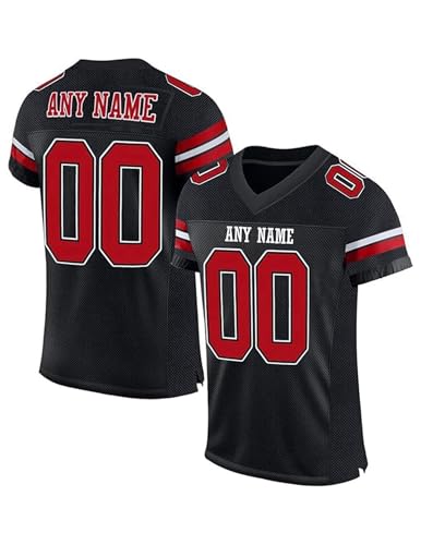 Camiseta deportiva de fútbol americano con nombre del equipo y número de equipo para hombre y mujer, Negro, 3XL
