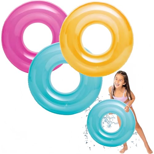 Flotadores Hinchables Piscina para Adultos Niños,3 Piezas 76cm 3 Colores Caucho de Juguetes Flotador para Piscina,Juegos de Agua Círculo de Natación para Playa Fiesta de Verano Niños y Niñas