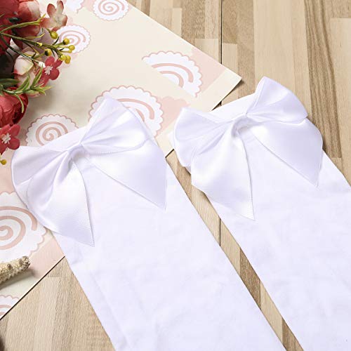 Image of Honganda Sexy Women's Thigh High Stockings, Over Knee Lace Top Sheer Stockings with Satin Bows Leg Thigh Socks for Women