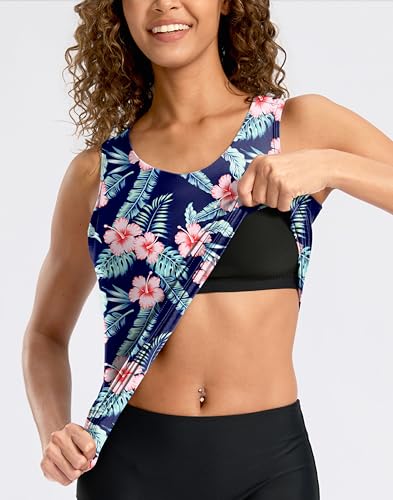 Image of G Gradual Tankini Tops for Women High Neck Swimsuits Swim Top Modest Bathing Suit Swimwear Tank Top only No Bottom