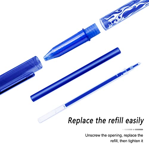 Radierbarer Kugelschreiber, 8 Stück Blau Radiergummi Stift, 0.5mm Nachfüllbarer Radierstift, Tintenroller Radierbar, Gelschreiber Radierbar, Friction Stifte, Gelstifte Set für (8 blaue Stifte)