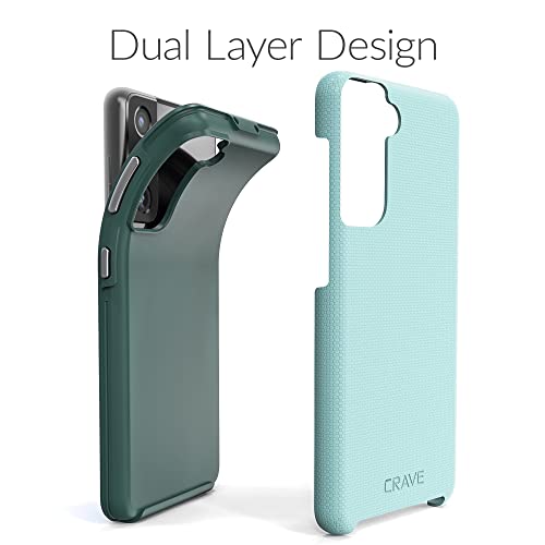 Image of Crave for Galaxy S21 Case, Shockproof Protection Dual Layer Case for Samsung Galaxy S21, S21 5G (6.2 inch) - Aqua