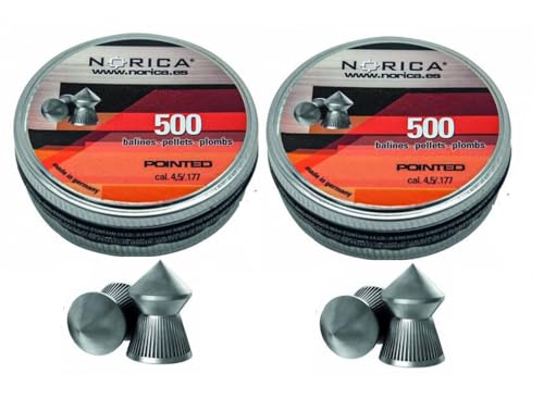 Lote de 2 latas de 500 Balines perdigones Norica Pointed Calibre 4.5/177 [1000 Unidades]