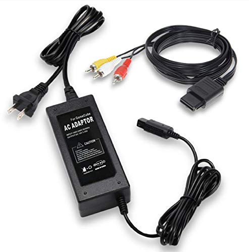 Gamecube Cables Bundle with AC Power Supply Adapter + Composite AV Cable for Nintendo Gamecube Console NGC