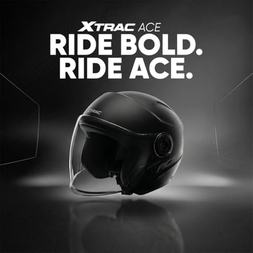 Image of Xtrac Ace Open Face Light Weight Helmet for Men & Women | ISI Certified | Black | XL