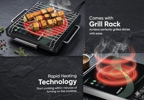 Image of 2200W Infrared Cooktop with Crystal Glass Surface - Portable Electric Stove with Touch Control, Fast Heating & Multi-Temperature Settings for Home Kitchen