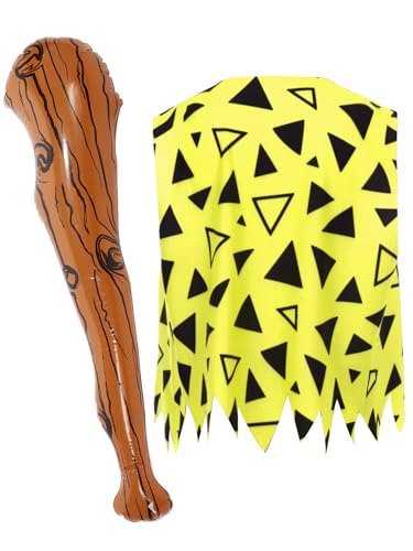 Kids Boys Stone Age Primitive Caveman Vest Jagged Trim Tank Top Waistcoat with Inflatable Stick2