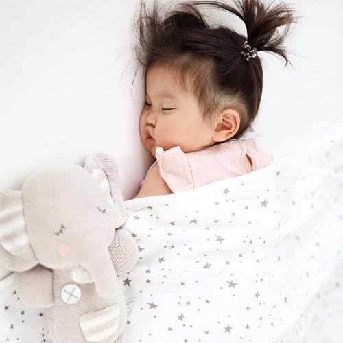 Image of Woolino Toddler Blanket - Merino Wool and Organic Cotton Baby Blanket for Girls and Boys - 4 Season - 52.5 inch x 40 inch - Stars Gray