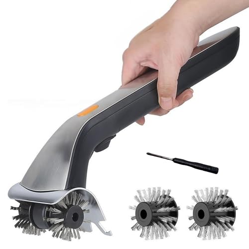 Cepillo Eléctrico para Barbacoa de Acero Inoxidable. Cepillo de Limpieza Recargable para Parrilla con Cabezales Giratorios. Limpiador Inalámbrico 40 cm para Jardín. con Deposito de Agua Incluido.