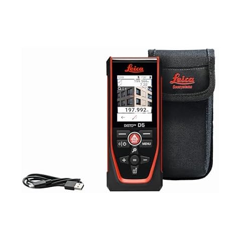 Leica Geosystems DISTO D5 New 650ft Laser Distance Measure with Bluetooth, 4X Zoom Camera Cover