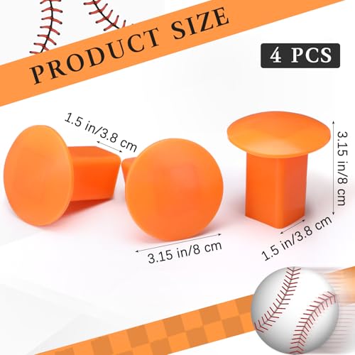 Image of Pangda 4 Pcs Baseball Base Plugs for Baseball Field Rubber Ground Receptacle Plugs for Softball Anchor (Orange)