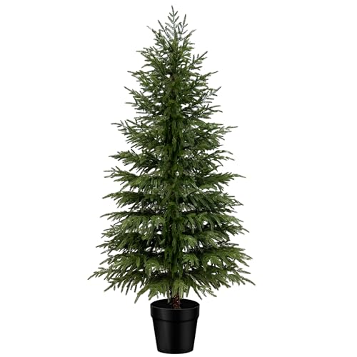 5FT Artificial Norfolk Pine Tree, Real Touch Faux Cedar Topiary in Black Pot, Large Indoor Outdoor...