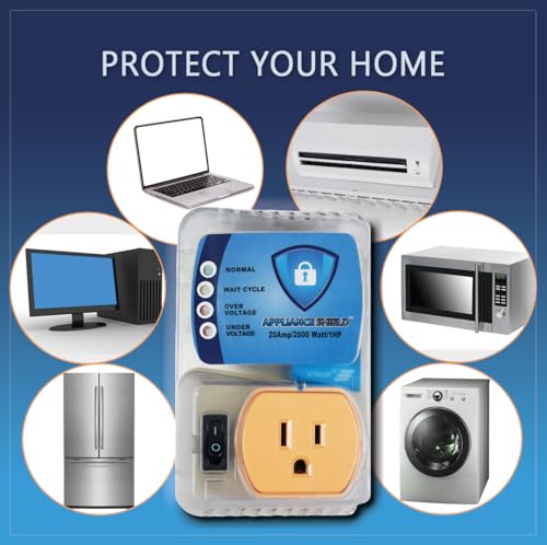 APPLIANCE SHIELD Surge Protector - Protects Appliances From Damaging & Costly Voltage Spikes/Dips. Great for Refrigerators, Freezers, Dryers, Computers. Best in Class 20 Amp, 2200 Watts.
