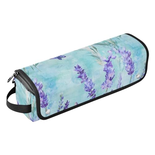Bolsa de viaje resistente al calor para herramientas de cabello Rustic Lavender Turquoise con tapete resistente al calor impermeable miniatura 1
