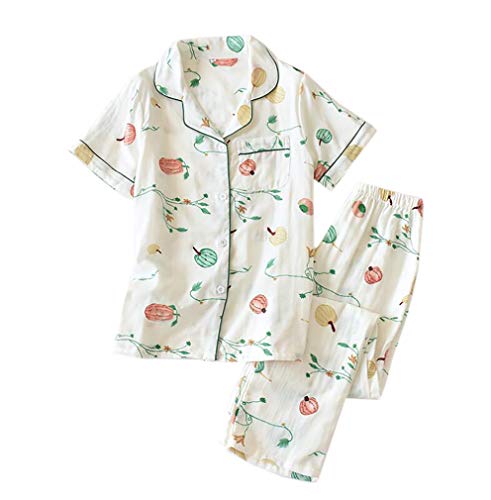 ECHERY Vêtements De Nuit en Coton D'été De Deux Pièces pour Fille Costumes Pantalons Longs à Motifs Floraux Ensembles de Salon Cover