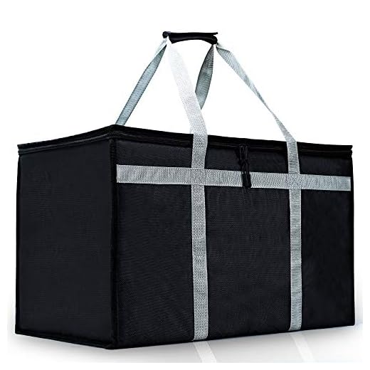 Insulated Food Delivery Bag for Catering, Extra Large, Hot Cold Meal Restaurant, Grocery Bags for Uber Eats, Instacart, Doordash, Grubhub, Postmates Black