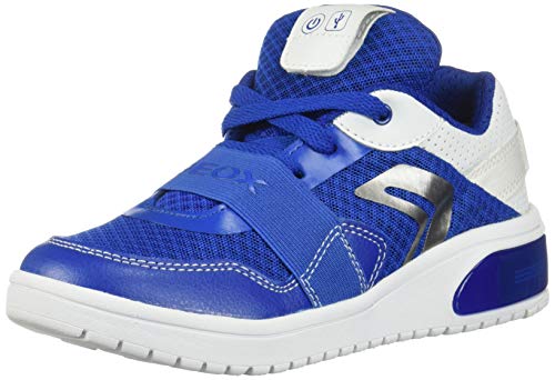 Geox XLED Boy J927QB Jungen High-Top Sneaker,Kinder LED Licht Text,Schnürung,Sportschuh,Mid Cut Sneaker,ROYAL/White,36