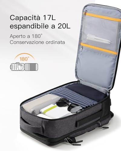 Image of Inateck 20-46.2 L Travel Backpack, Expandable Hand Luggage Backpack for Men Women Laptop Backpack Splashproof Compatible 14 /17.3 Inch Laptop and 12.9 Inch iPad for Weekender