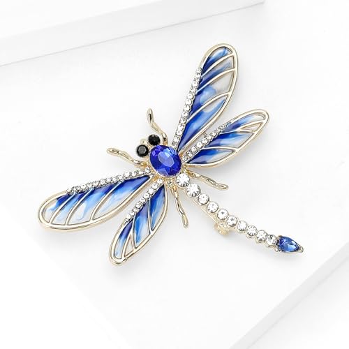 Image of Dragonfly Brooch and Pins for Women Enamel /Rhinestone Crystal Dragonfly Animals Brooches Jewelry for Mom Wife Elegant Dress Accessories Birthday Gifts