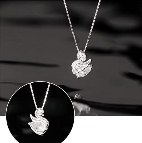 Crystal Swan Pendant Necklace for Women Girls 925 Sterling Silver Cute Charms Drop Link Chains Adjustable Delicate Cute Birthday Holiday Christmas Jewelry Gift for Her 18 Inches4