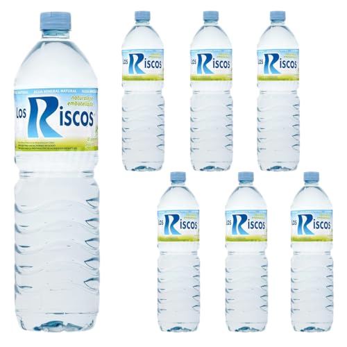 Agua Los Riscos 1,5L Pack 6 Botellas | Agua Mineral Natural de Mineralización Débil | Formato Hostelería y Consumo Diario
