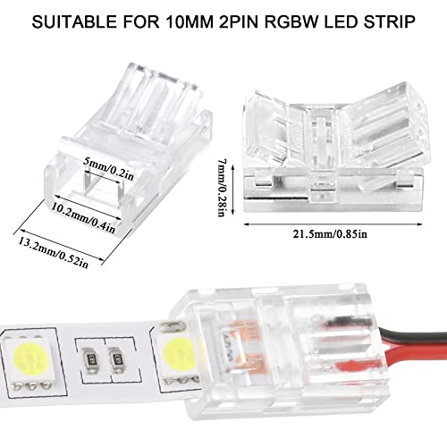 Image of 10 Packs Solderless LED Strip Connector Transparent Track Lighting Connectors Wire Strip Lights 16.4 ft Extension Cable Wire Cord for LED Light Speaker Electrical System(Chic Style, 2 Pin, 10 mm)