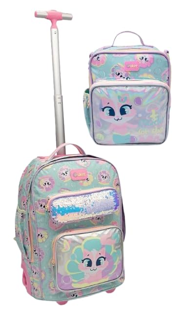 Kit Mochila com Rodinha + Lancheira Térmica Gata Sereia Puket