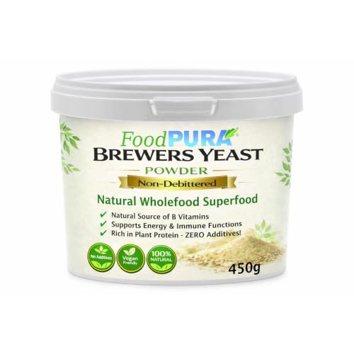 Food PURA 450g Brewers Yeast Powder - Non De Bittered- 100% Natural Source of B Vitamins Protein & Minerals Supports Immune System Healthy Skin Hair & Nails