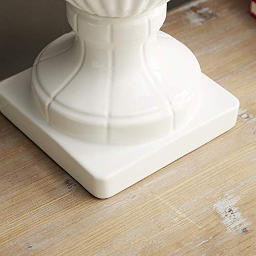 Deco 79 Ceramic Decorative Jars With Lid, 10" X 10" X 26", White #TOP6