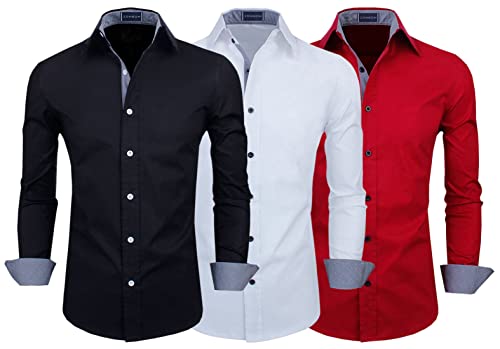 Image of Zombom Men's Combo Regular Fit Cotton Blend Full Sleeve Casual Shirts Pack of 3