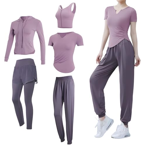 Vêtements de sport pour l'entraînement de yoga fitness ensemble de 5 pièces pour femme