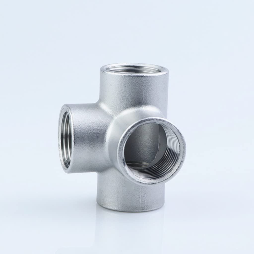 1 pieza de conexión de tubería de acero inoxidable 304, rosca hembra BSP, conector cruzado igual de 4 vías, for mejoras en el hogar, 1/4 3/8 1/2" 3/4" 1"(3/8 Inch)