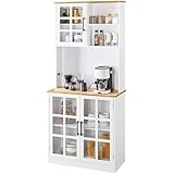 Yaheetech Credenza Alta Mobile Portaoggetti di Servizio Multiuso Salvaspazio con Ripiani R...