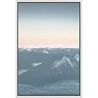 SIGNWIN Framed Canvas Wall Art Blue Wash Out Sunset Over Rocky Mountains Nature Wilderness Photography Realism Modern Scenic Relax/Calm Duotone for Living Room, Bedroom, Office - 16