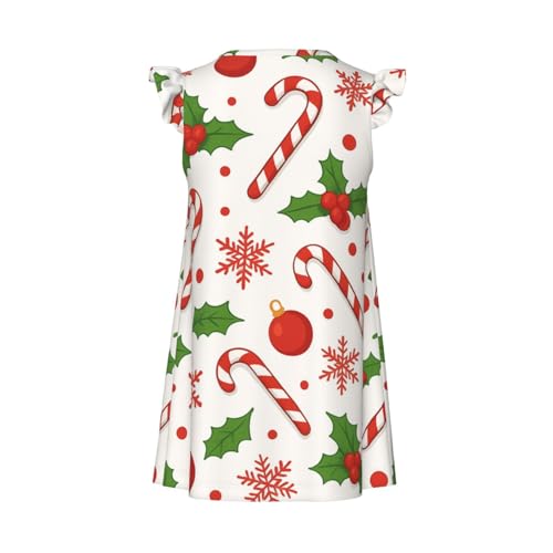 Augenstern Flutter Sleeve Nightgown Pajama Gown Christmas Snowflake Candy Cane Easy Pull-On Sleepwear Nightdress2