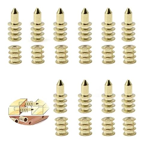 MYLERCT 10 Pcs Dowel Pins, Zinc Alloy Brackets Pins, Shelf Pins for Precise Drilling Center Point and Correct Positioning Pin or Tenon Position with Plastic Storage Box Cover